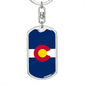Colorado State Flag Keychain Dog Tag Stainless Steel or 18k Gold-Express Your Love Gifts