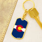 Colorado State Flag Keychain Dog Tag Stainless Steel or 18k Gold-Express Your Love Gifts