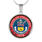 Colorado State Seal Necklace Circle Pendant Stainless Steel or 18k Gold 18-22"-Express Your Love Gifts
