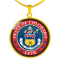 Colorado State Seal Necklace Circle Pendant Stainless Steel or 18k Gold 18-22"-Express Your Love Gifts
