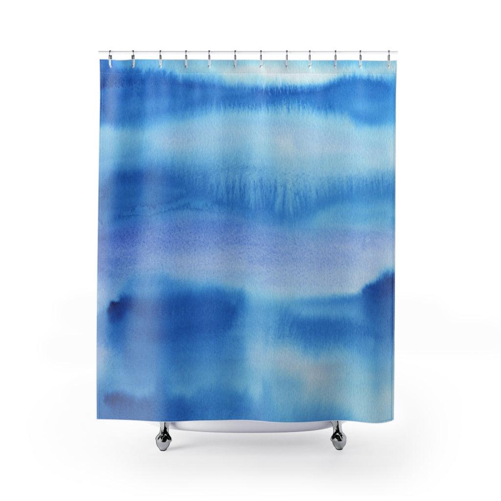 Colorful Blue Wavy Stylish Design 71" x 74" Elegant Waterproof Shower Curtain for a Spa-like Bathroom Paradise Exceptional Craftsmanship-Express Your Love Gifts