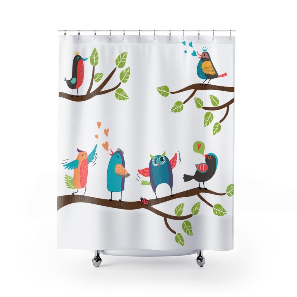 Colorful Cartoon Birds Stylish Design 71" x 74" Elegant Waterproof Shower Curtain for a Spa-like Bathroom Paradise Exceptional Craftsmanship-Express Your Love Gifts