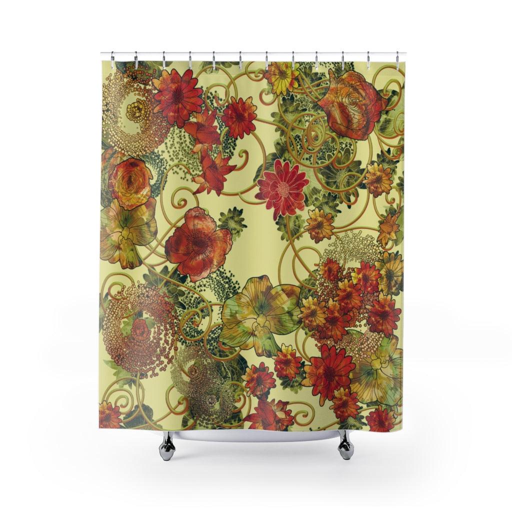 Colorful Flowers Yellow Stylish Design 71" x 74" Elegant Waterproof Shower Curtain for a Spa-like Bathroom Paradise Exceptional Craftsmanship-Express Your Love Gifts