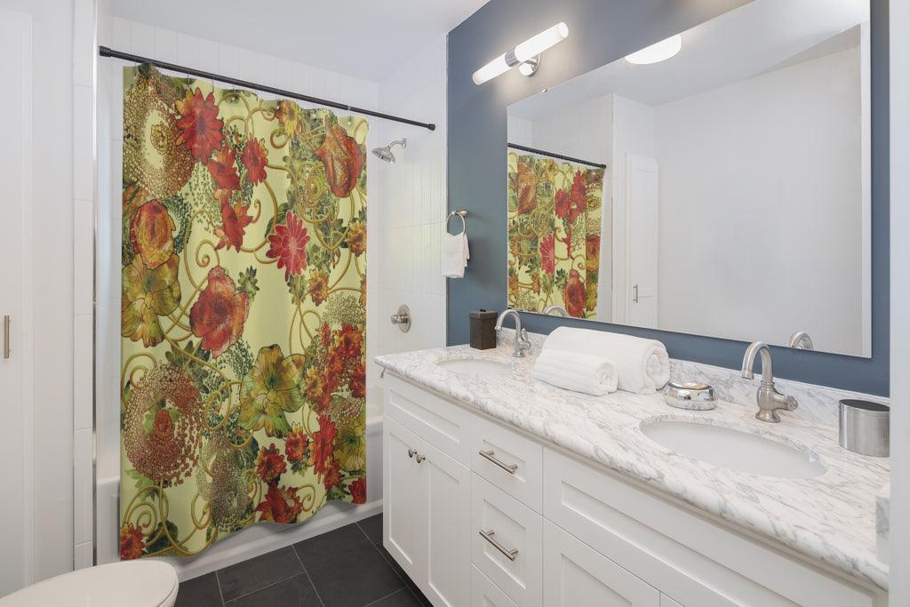 Colorful Flowers Yellow Stylish Design 71" x 74" Elegant Waterproof Shower Curtain for a Spa-like Bathroom Paradise Exceptional Craftsmanship-Express Your Love Gifts