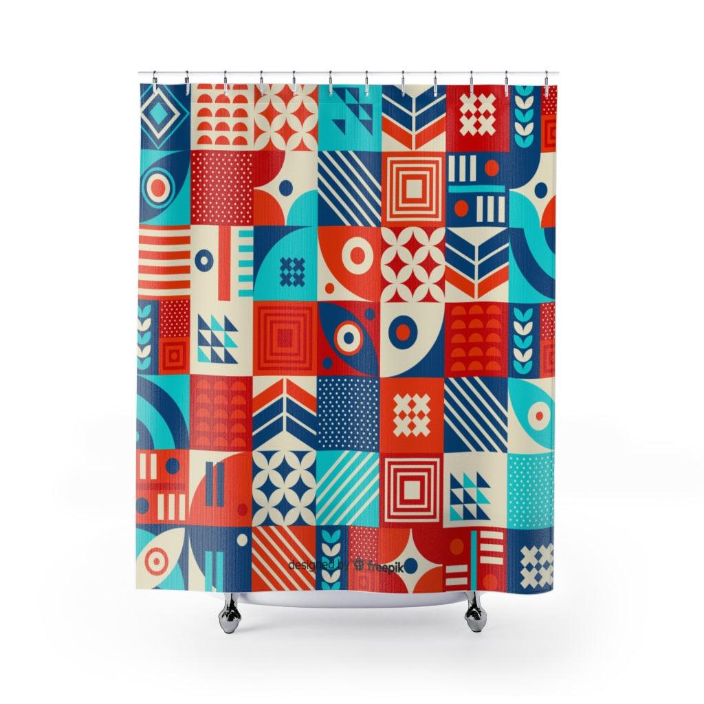 Colorful Geometric Mosaic Stylish Design 71" x 74" Elegant Waterproof Shower Curtain for a Spa-like Bathroom Paradise Exceptional Craftsmanship-Express Your Love Gifts