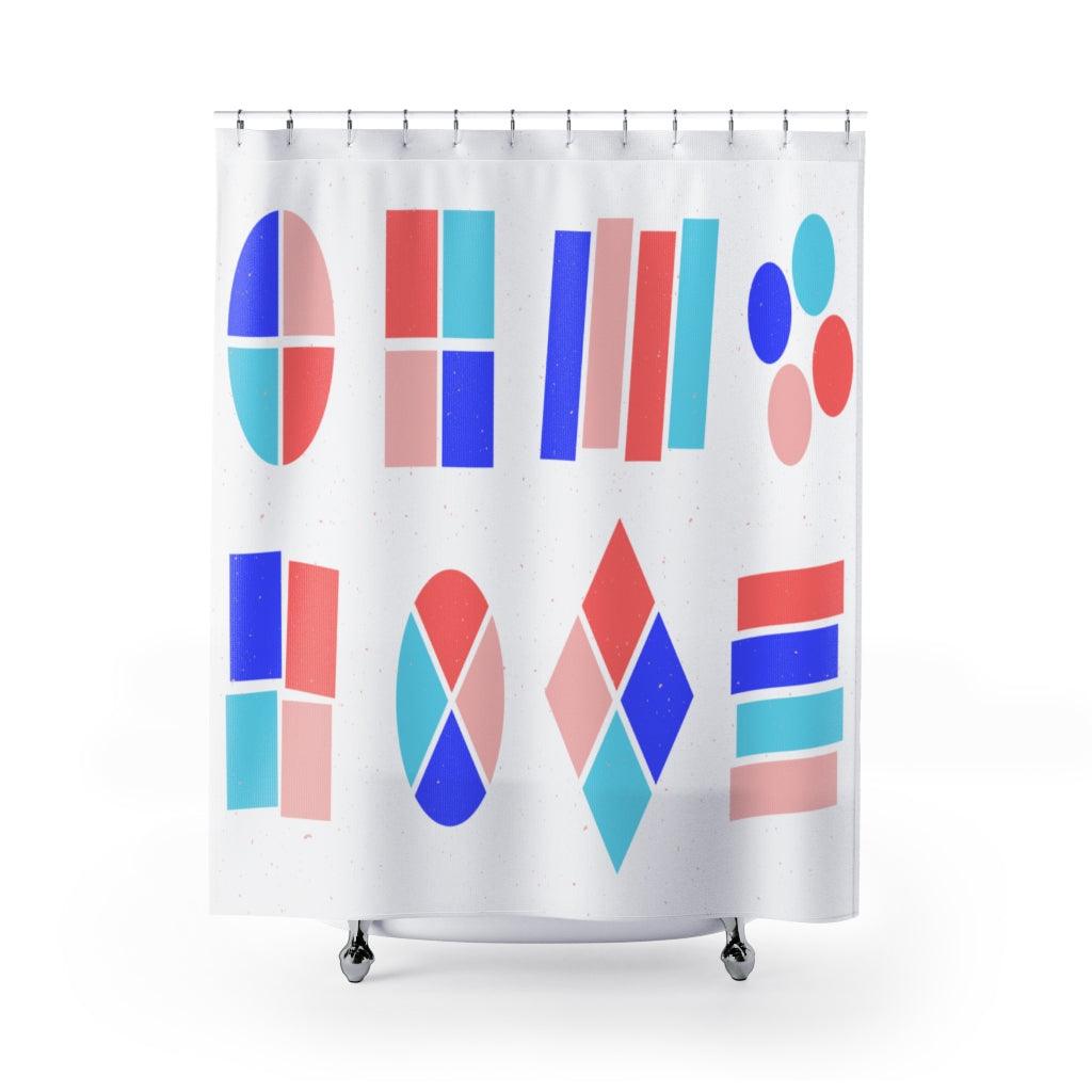 Colorful Geometric Shapes Stylish Design 71" x 74" Elegant Waterproof Shower Curtain for a Spa-like Bathroom Paradise Exceptional Craftsmanship-Express Your Love Gifts