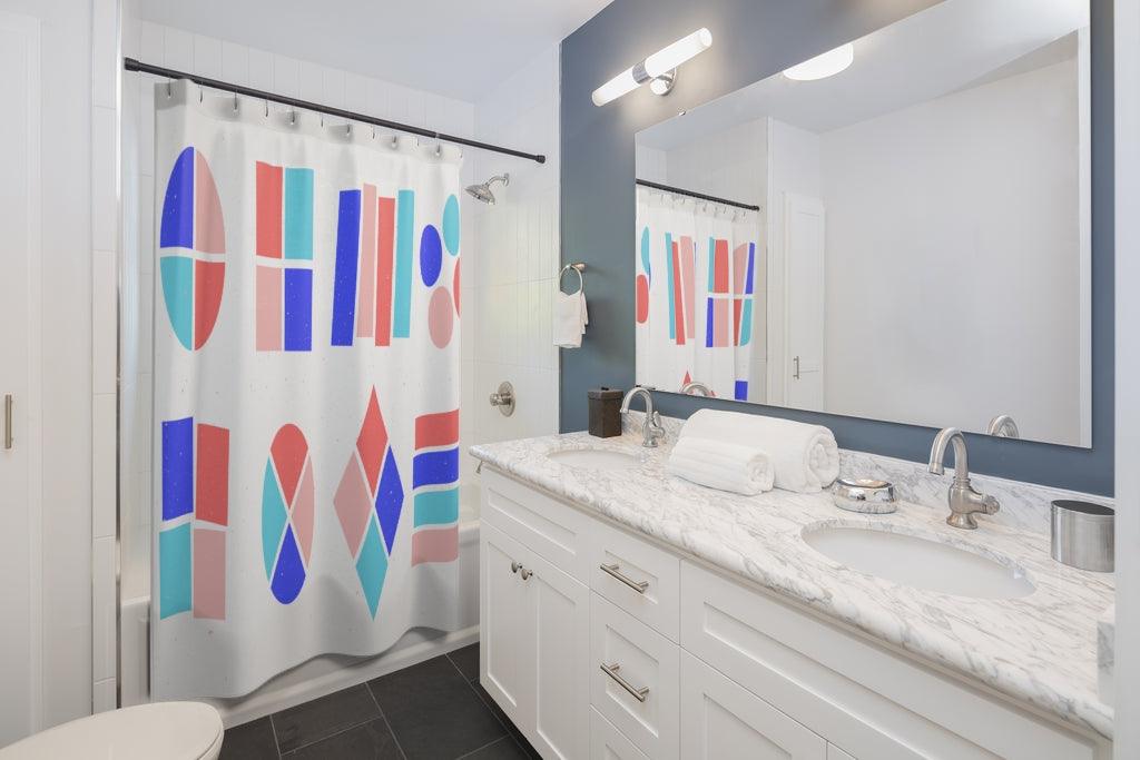 Colorful Geometric Shapes Stylish Design 71" x 74" Elegant Waterproof Shower Curtain for a Spa-like Bathroom Paradise Exceptional Craftsmanship-Express Your Love Gifts