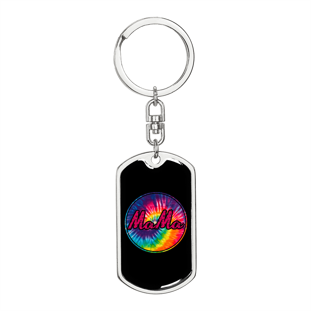 Colorful Mama Mom Keychain Stainless Steel or 18k Gold Dog Tag Keyring-Express Your Love Gifts