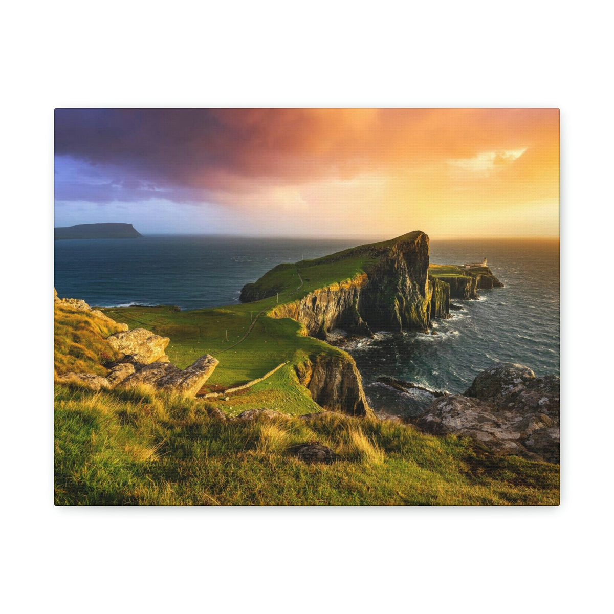 Colorful Sunset at the Cliff Scene Beautiful Gorgeous and Inviting Place Beauty Nature Scene Unique Clouds and Sea Wall Art Ready to Hang Unframed-Express Your Love Gifts