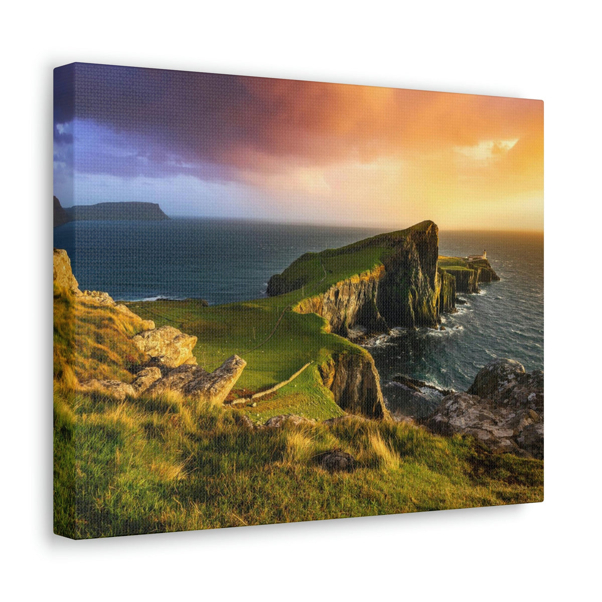 Colorful Sunset at the Cliff Scene Beautiful Gorgeous and Inviting Place Beauty Nature Scene Unique Clouds and Sea Wall Art Ready to Hang Unframed-Express Your Love Gifts