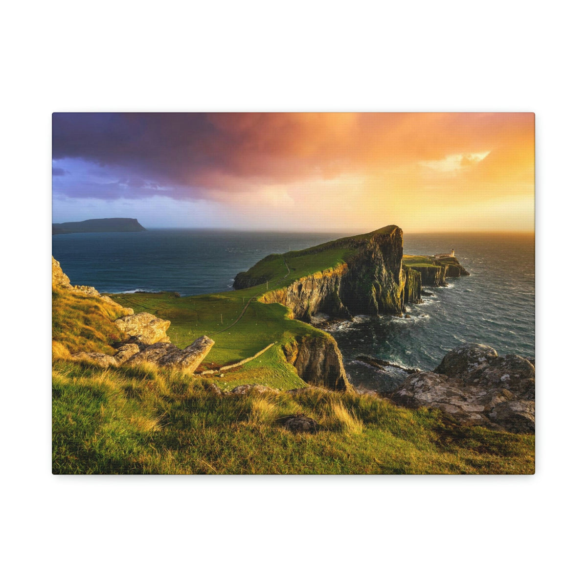 Colorful Sunset at the Cliff Scene Beautiful Gorgeous and Inviting Place Beauty Nature Scene Unique Clouds and Sea Wall Art Ready to Hang Unframed-Express Your Love Gifts