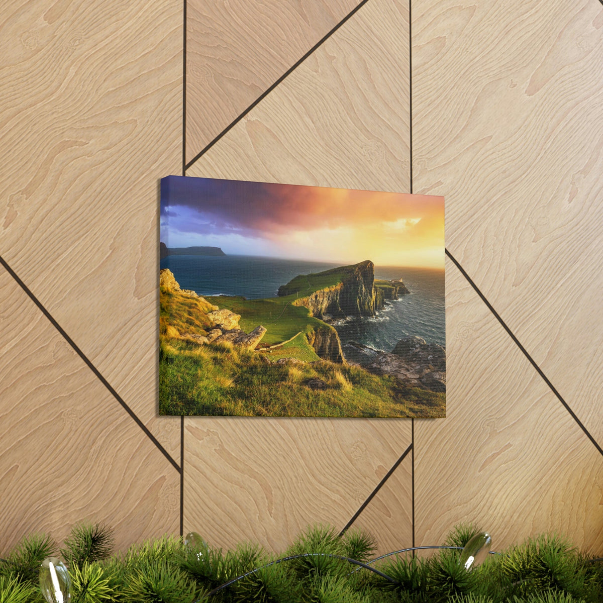 Colorful Sunset at the Cliff Scene Beautiful Gorgeous and Inviting Place Beauty Nature Scene Unique Clouds and Sea Wall Art Ready to Hang Unframed-Express Your Love Gifts