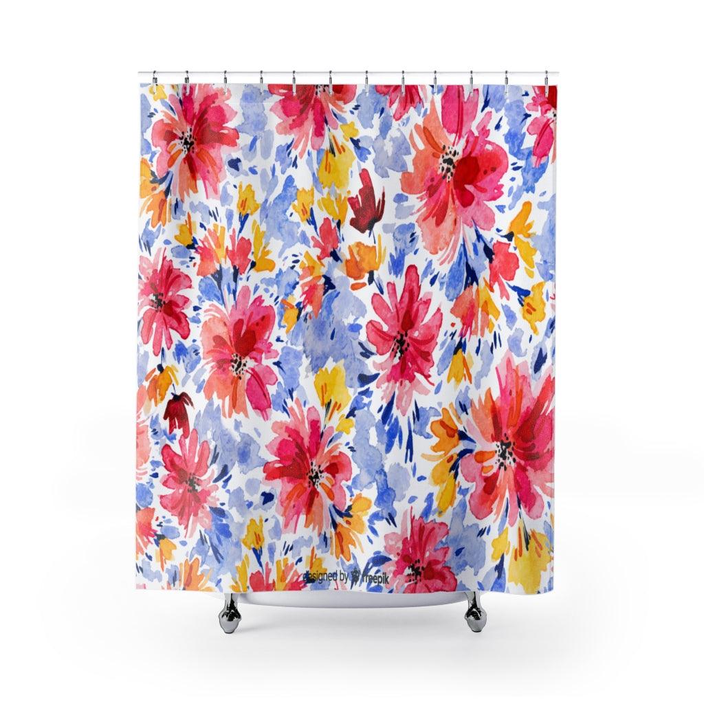 Colorful Watercolor Floral Stylish Design 71" x 74" Elegant Waterproof Shower Curtain for a Spa-like Bathroom Paradise Exceptional Craftsmanship-Express Your Love Gifts