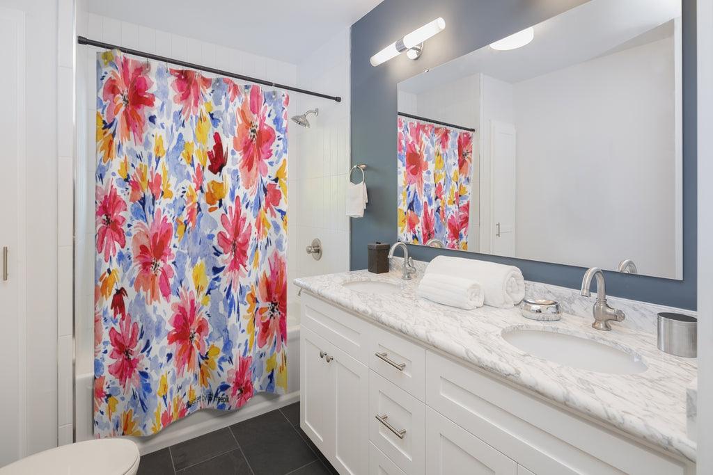 Colorful Watercolor Floral Stylish Design 71" x 74" Elegant Waterproof Shower Curtain for a Spa-like Bathroom Paradise Exceptional Craftsmanship-Express Your Love Gifts