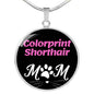 Colorprint Shorthair Cat Mom Necklace Circle Pendant Stainless Steel or 18k Gold 18-22"-Express Your Love Gifts