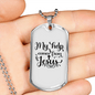 Comes Help From Jesus Necklace Stainless Steel or 18k Gold Dog Tag 24" Chain-Express Your Love Gifts