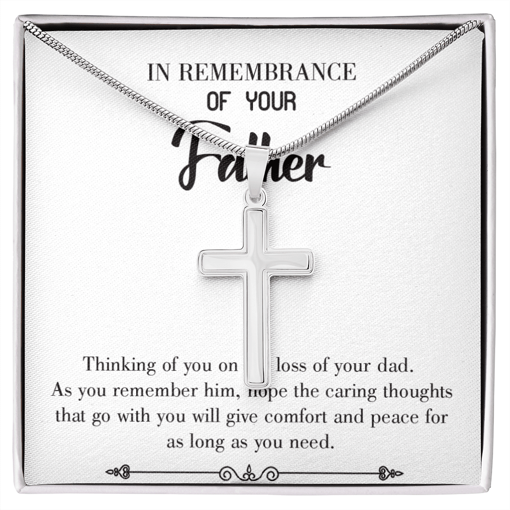 Comfort and Peace Dad Memorial Gift Dad Memorial Cross Necklace Sympathy Gift Loss of Father Condolence Message Card-Express Your Love Gifts