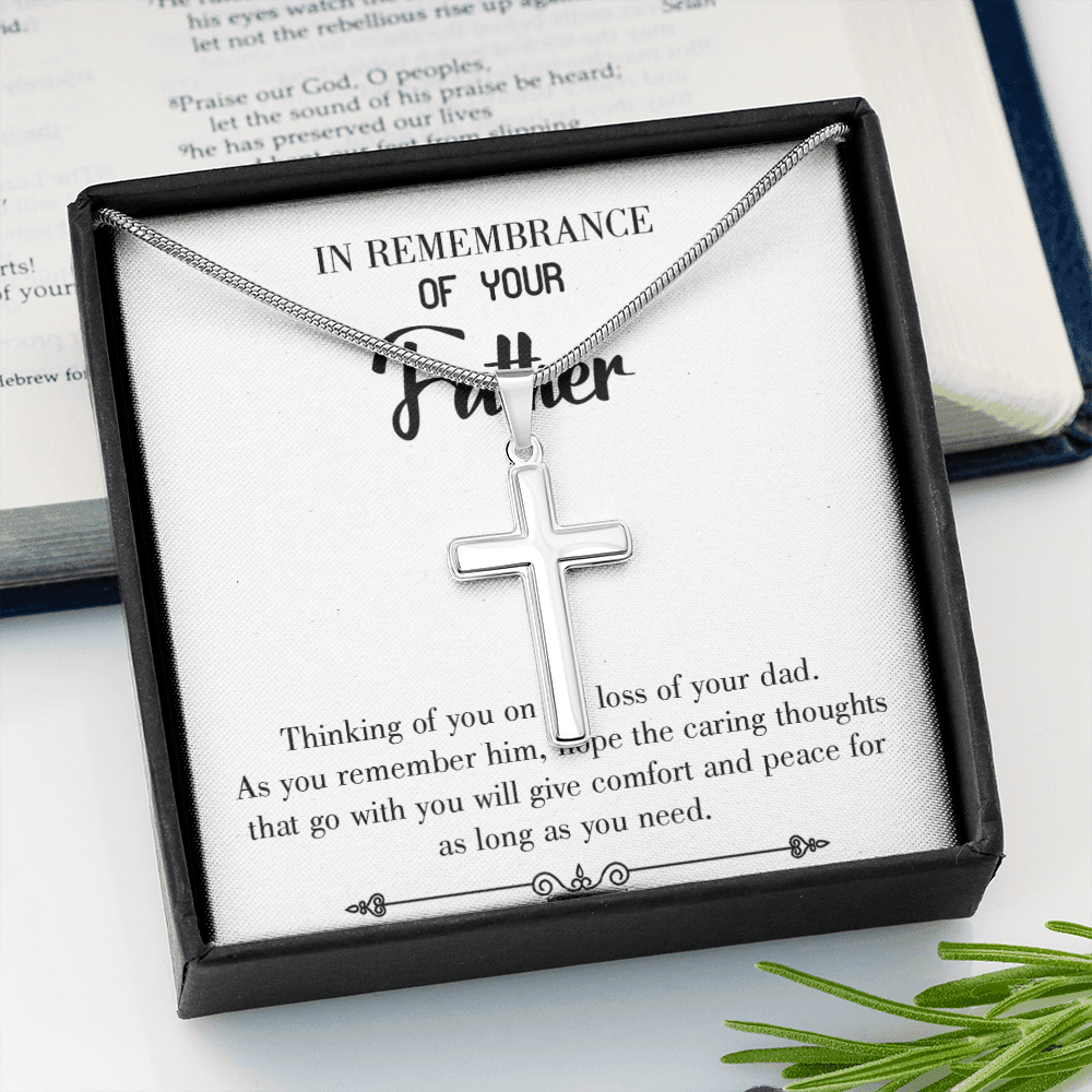 Comfort and Peace Dad Memorial Gift Dad Memorial Cross Necklace Sympathy Gift Loss of Father Condolence Message Card-Express Your Love Gifts
