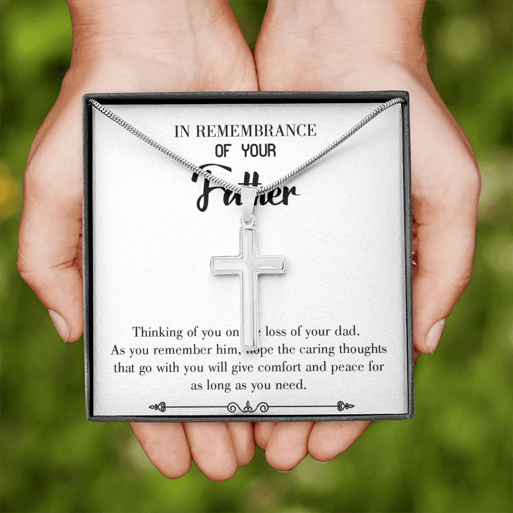 Comfort and Peace Dad Memorial Gift Dad Memorial Cross Necklace Sympathy Gift Loss of Father Condolence Message Card-Express Your Love Gifts