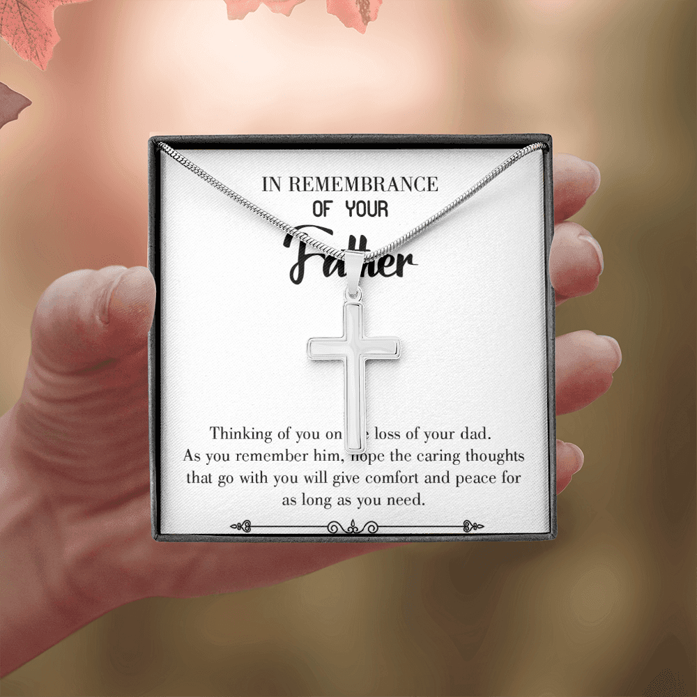 Comfort and Peace Dad Memorial Gift Dad Memorial Cross Necklace Sympathy Gift Loss of Father Condolence Message Card-Express Your Love Gifts