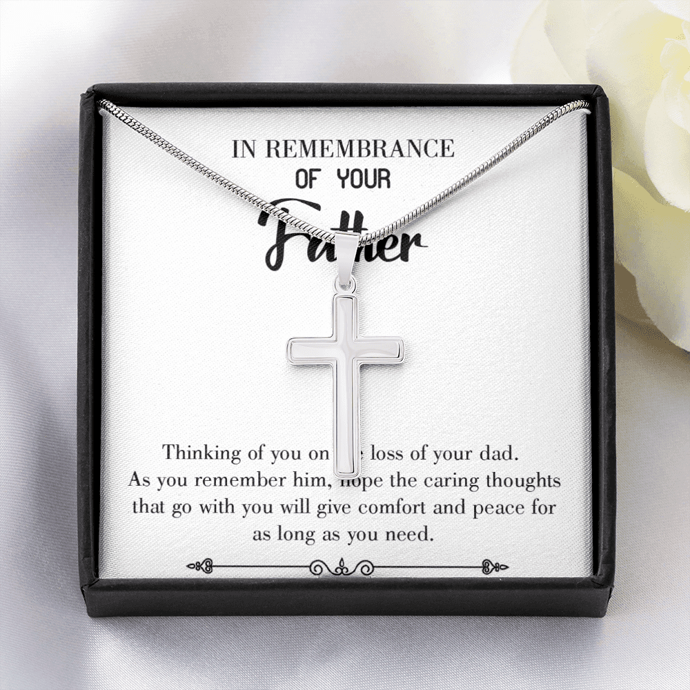 Comfort and Peace Dad Memorial Gift Dad Memorial Cross Necklace Sympathy Gift Loss of Father Condolence Message Card-Express Your Love Gifts