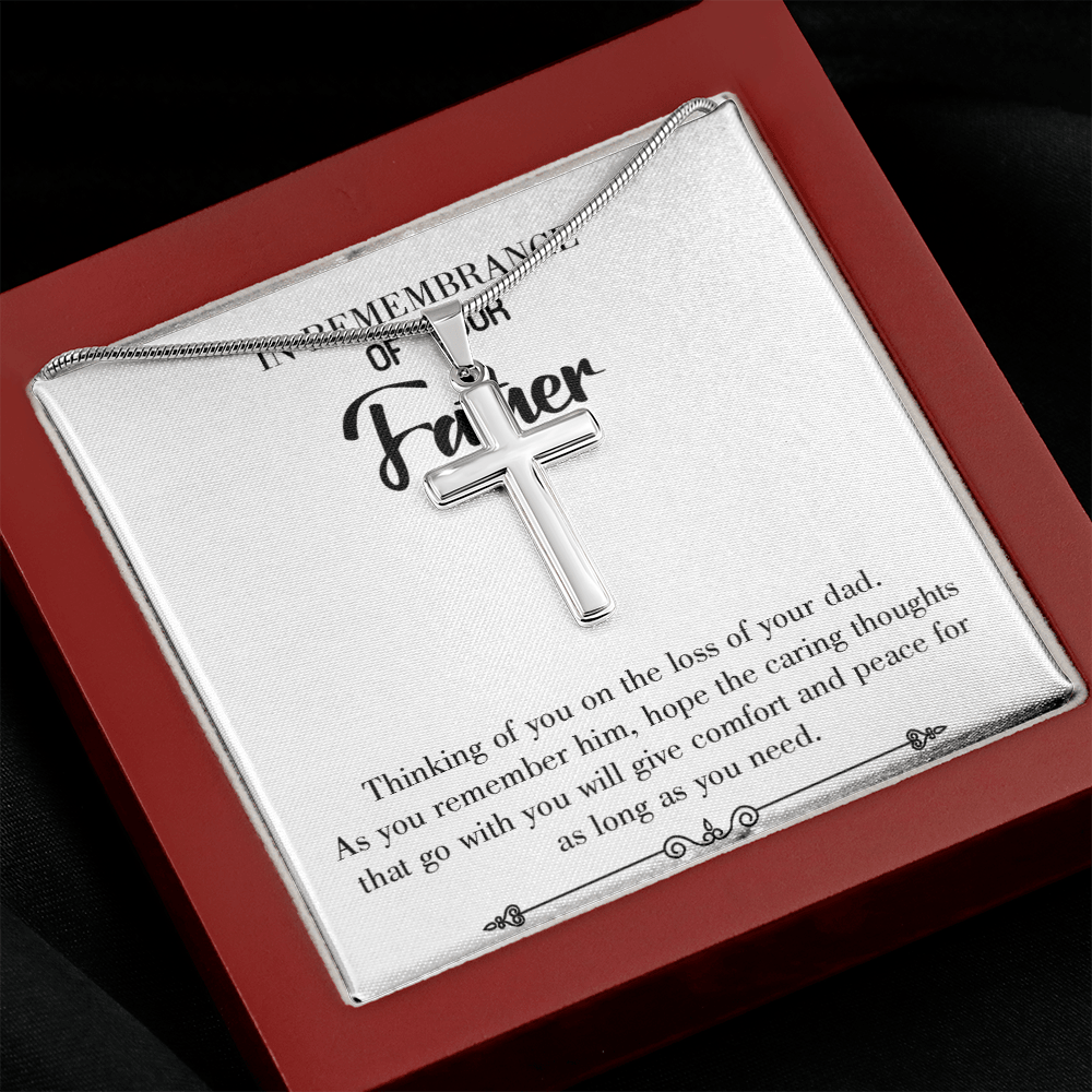 Comfort and Peace Dad Memorial Gift Dad Memorial Cross Necklace Sympathy Gift Loss of Father Condolence Message Card-Express Your Love Gifts
