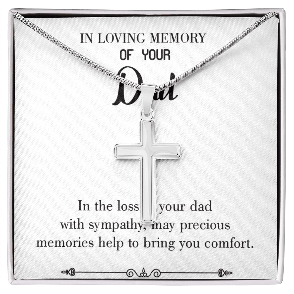 Comfort Dad Memorial Gift Dad Memorial Cross Necklace Sympathy Gift Loss of Father Condolence Message Card-Express Your Love Gifts