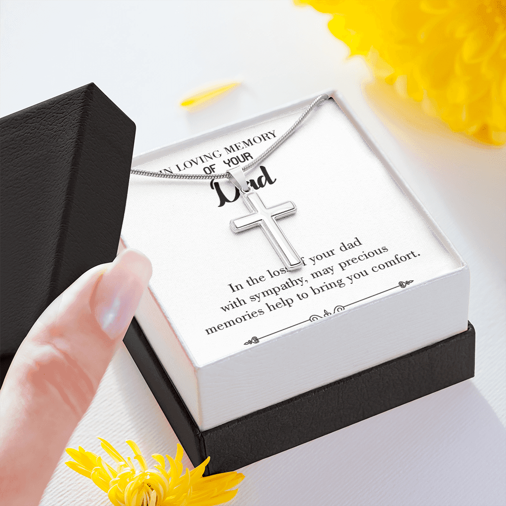 Comfort Dad Memorial Gift Dad Memorial Cross Necklace Sympathy Gift Loss of Father Condolence Message Card-Express Your Love Gifts