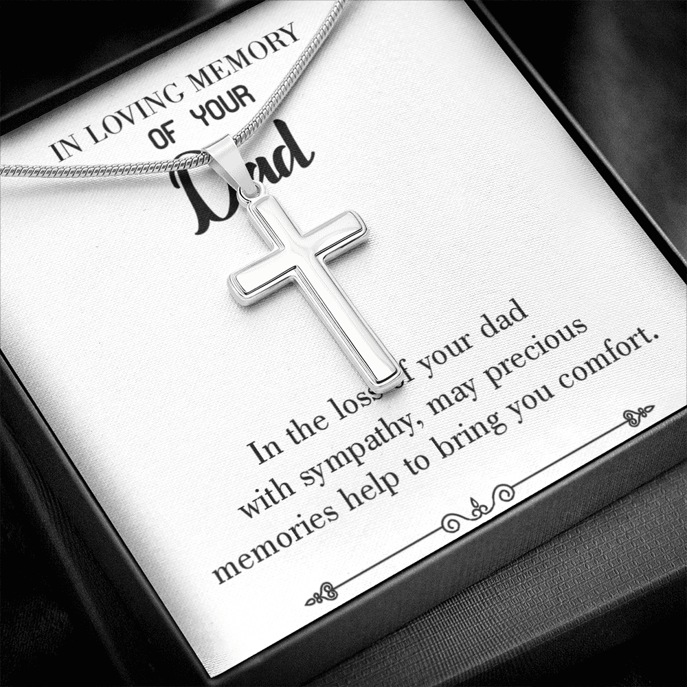 Comfort Dad Memorial Gift Dad Memorial Cross Necklace Sympathy Gift Loss of Father Condolence Message Card-Express Your Love Gifts