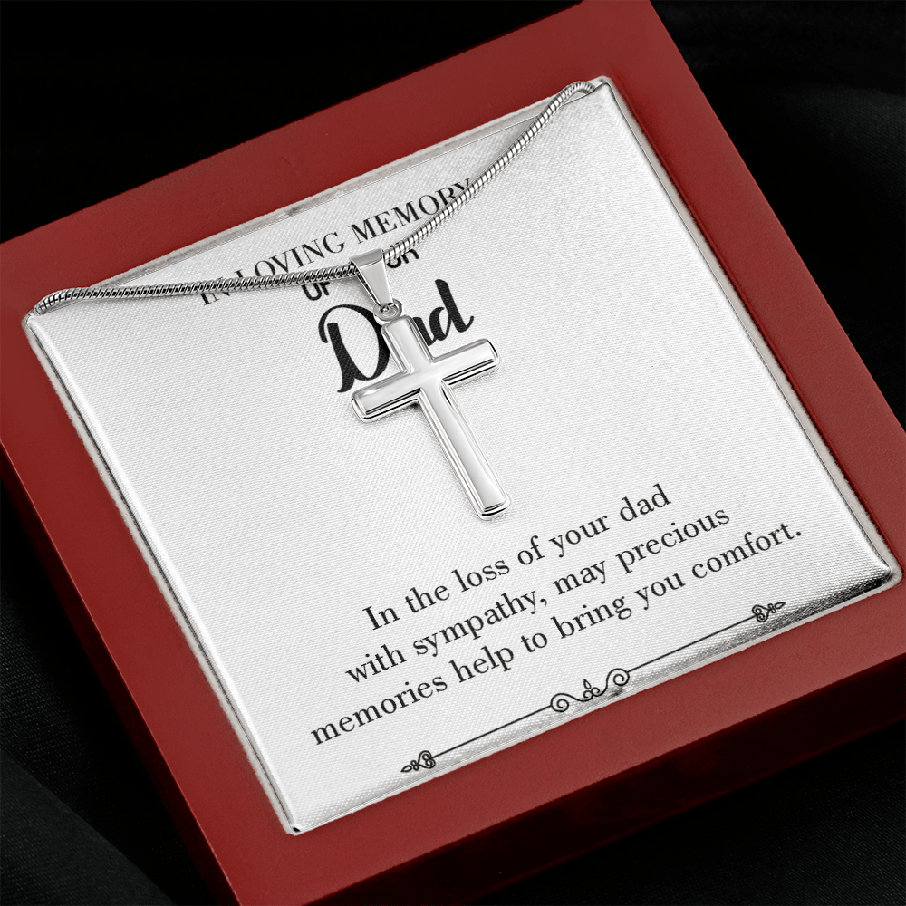 Comfort Dad Memorial Gift Dad Memorial Cross Necklace Sympathy Gift Loss of Father Condolence Message Card-Express Your Love Gifts