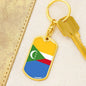 Comoros Flag Keychain Dog Tag Stainless Steel or 18k Gold-Express Your Love Gifts