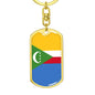 Comoros Flag Keychain Dog Tag Stainless Steel or 18k Gold-Express Your Love Gifts