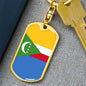 Comoros Flag Keychain Dog Tag Stainless Steel or 18k Gold-Express Your Love Gifts