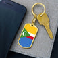 Comoros Flag Keychain Dog Tag Stainless Steel or 18k Gold-Express Your Love Gifts