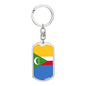 Comoros Flag Keychain Dog Tag Stainless Steel or 18k Gold-Express Your Love Gifts