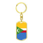 Comoros Flag Keychain Dog Tag Stainless Steel or 18k Gold-Express Your Love Gifts