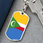 Comoros Flag Keychain Dog Tag Stainless Steel or 18k Gold-Express Your Love Gifts