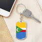 Comoros Flag Keychain Dog Tag Stainless Steel or 18k Gold-Express Your Love Gifts