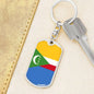 Comoros Flag Keychain Dog Tag Stainless Steel or 18k Gold-Express Your Love Gifts