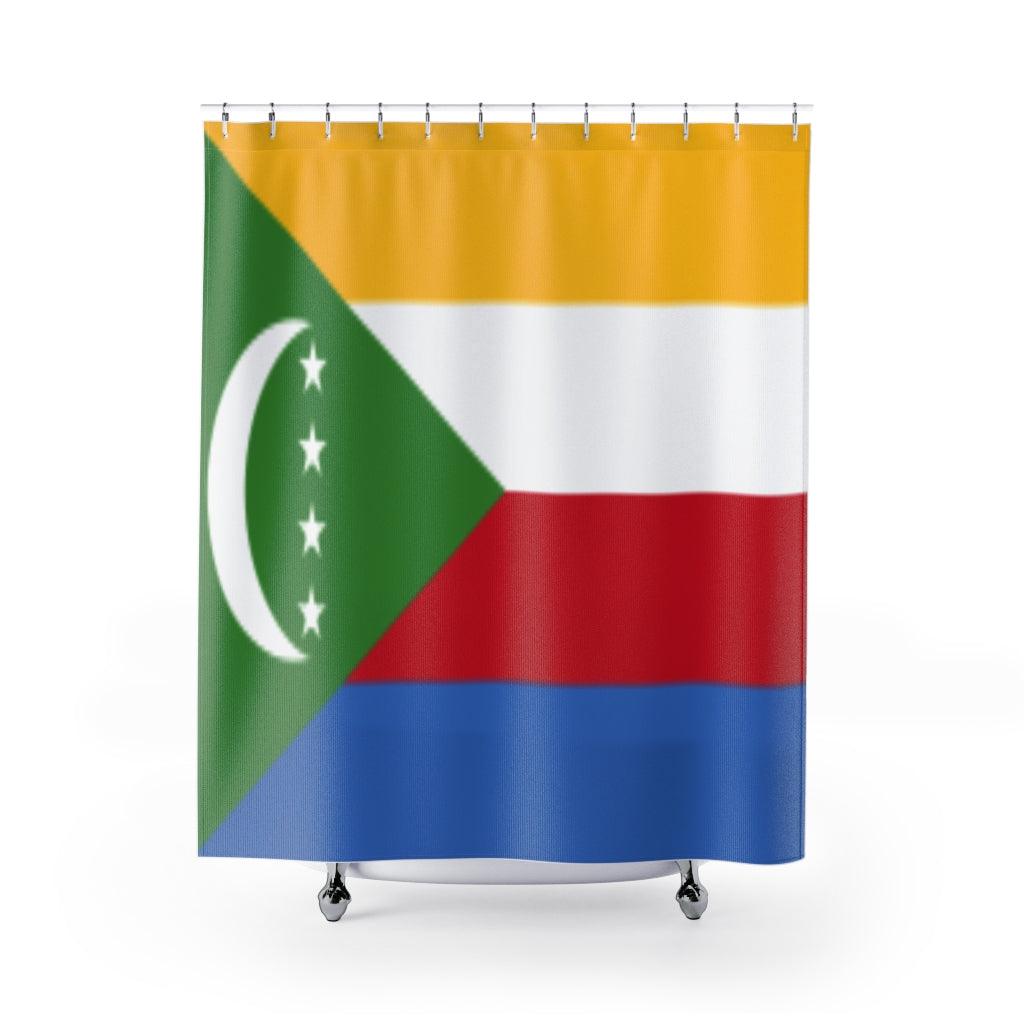 Comoros Flag Stylish Design 71" x 74" Elegant Waterproof Shower Curtain for a Spa-like Bathroom Paradise Exceptional Craftsmanship-Express Your Love Gifts