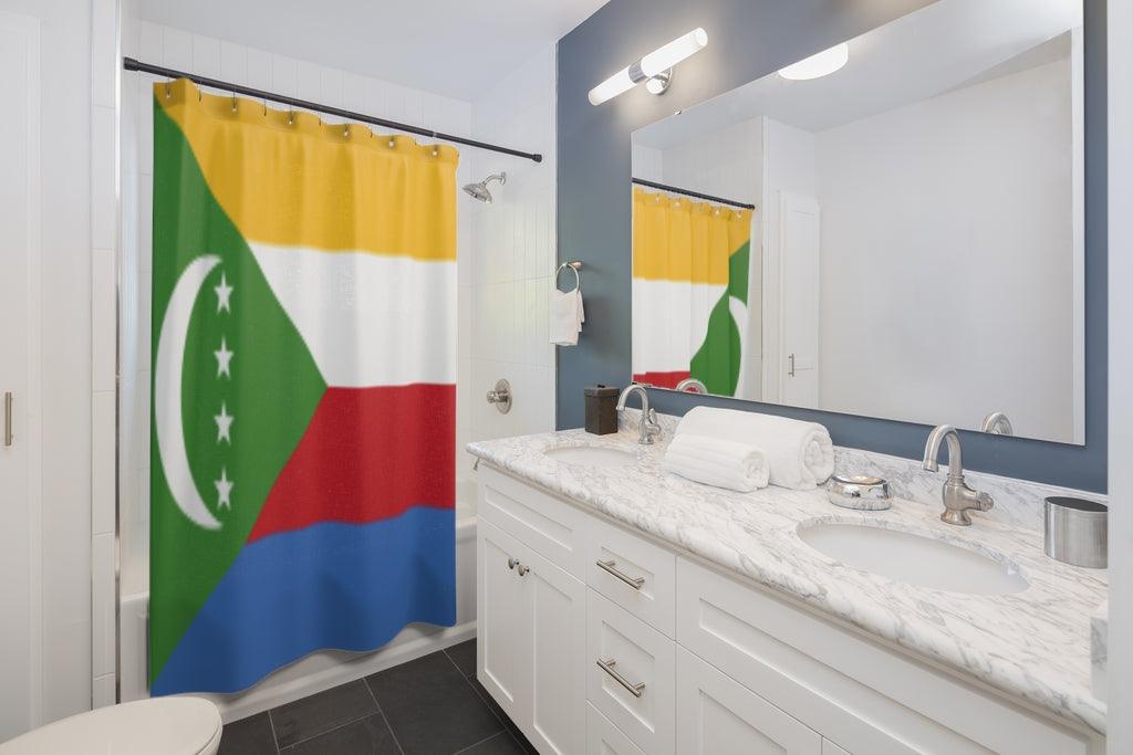 Comoros Flag Stylish Design 71" x 74" Elegant Waterproof Shower Curtain for a Spa-like Bathroom Paradise Exceptional Craftsmanship-Express Your Love Gifts