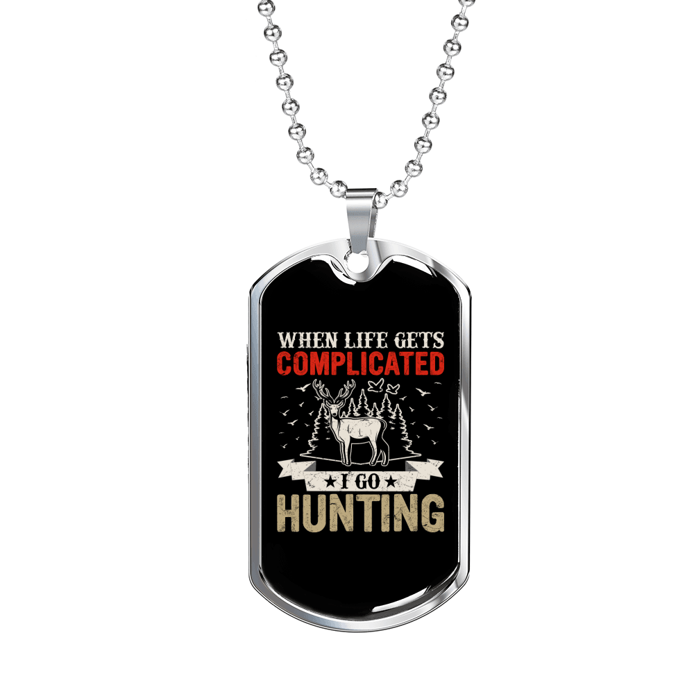 Complicated Hunting Necklace Stainless Steel or 18k Gold Dog Tag 24" Chain-Express Your Love Gifts