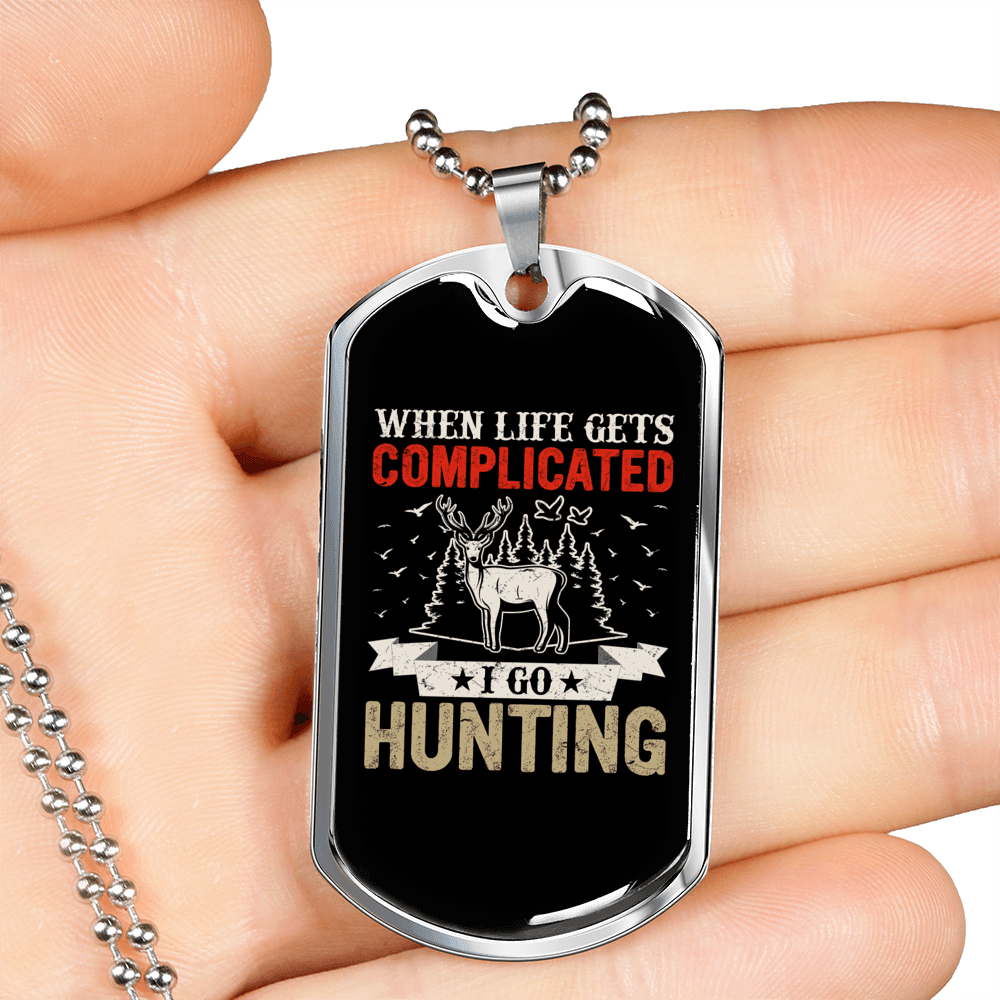 Complicated Hunting Necklace Stainless Steel or 18k Gold Dog Tag 24" Chain-Express Your Love Gifts