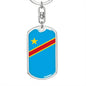 Congo (Democratic Republic) Flag Keychain Dog Tag Stainless Steel or 18k Gold-Express Your Love Gifts