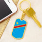 Congo (Democratic Republic) Flag Keychain Dog Tag Stainless Steel or 18k Gold-Express Your Love Gifts
