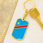 Congo (Democratic Republic) Flag Keychain Dog Tag Stainless Steel or 18k Gold-Express Your Love Gifts