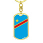 Congo (Democratic Republic) Flag Keychain Dog Tag Stainless Steel or 18k Gold-Express Your Love Gifts