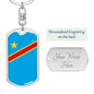 Congo (Democratic Republic) Flag Keychain Dog Tag Stainless Steel or 18k Gold-Express Your Love Gifts