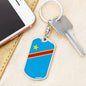 Congo (Democratic Republic) Flag Keychain Dog Tag Stainless Steel or 18k Gold-Express Your Love Gifts