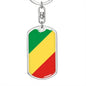 Congo (Republic) Flag Keychain Dog Tag Stainless Steel or 18k Gold-Express Your Love Gifts
